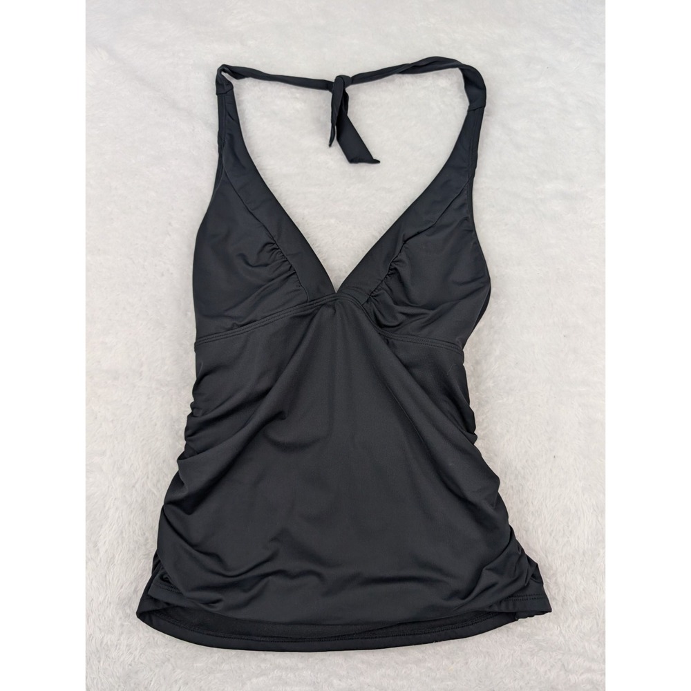 Athleta Shirrindipity Tank Top Women's Size M Black V-Neck Stretch Open Back